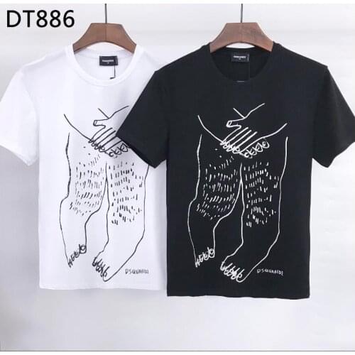 Authentic classic Italian brand mens and womens T-shirt street printing casual clothes O-neck short-sleeved dsq DT886