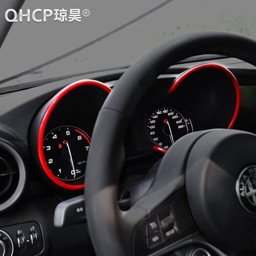QHCP 2 Colors ABS Dashboard Display Border Decoration Sticker Ring Cover Interior Accessories for Alfa Romeo Giulia Car Styling