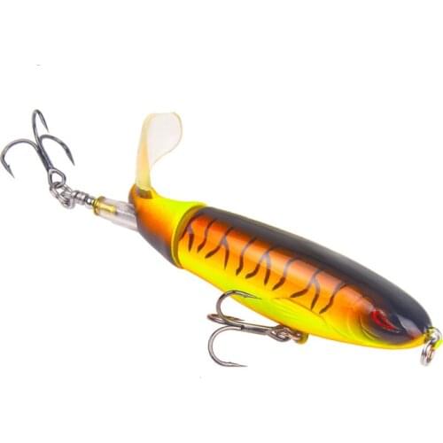 1 Pcs 10cm/14cm Topwater Fishing Lure Whopper Popper Artificial Bait Hard Plopper Soft Rotating Tail Fishing Tackle Fishing Bait