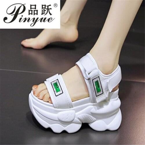 Platform Sandals Women New 2021 Summer Breathable Wedges 9CM High Heel Ladies Mesh Sneakers Black Chunky Shoes Sandalias Mujer
