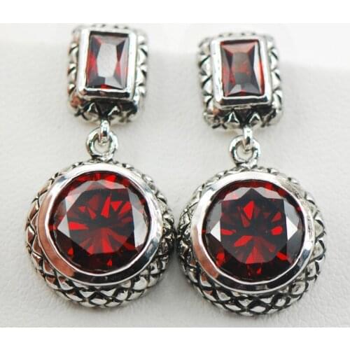 Garnet 925 Sterling Silver Earrings TE521