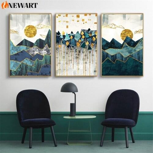 Nordic Landscape Wall Art Poster Print Abstract Sunset Mountain Canvas Painting for Living Room Decoration Picture Modern Decor