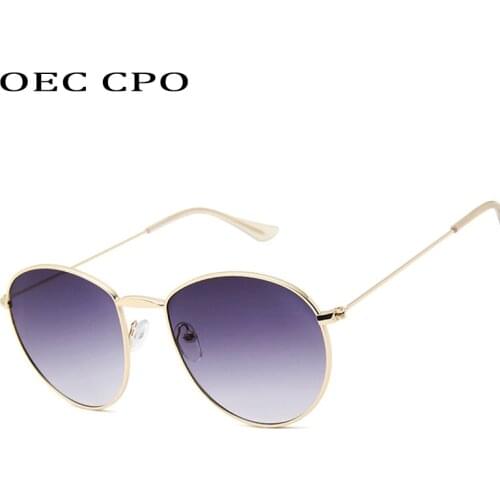 OEC CPO Round Sunglasses for Men Male Vintage Metal Frame Fashion Grey Pink Ladies Glasses Women Luxury Eyeglasses UV400 O152