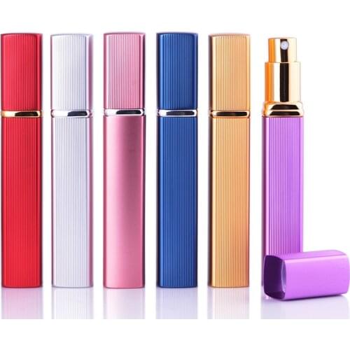 Nozzle Spray Refillable Bottle Aluminum Perfume Bottle 12ml Metal Cosmetic Bottle Portable Cosmetic Glass Spray Container Travel