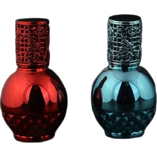 UV 13 ML Spherical Emulsion Bottle Empty Glass Perfume Vials Alloy Cover Essential Oil Refillable Bottle with Steel Roller Ball