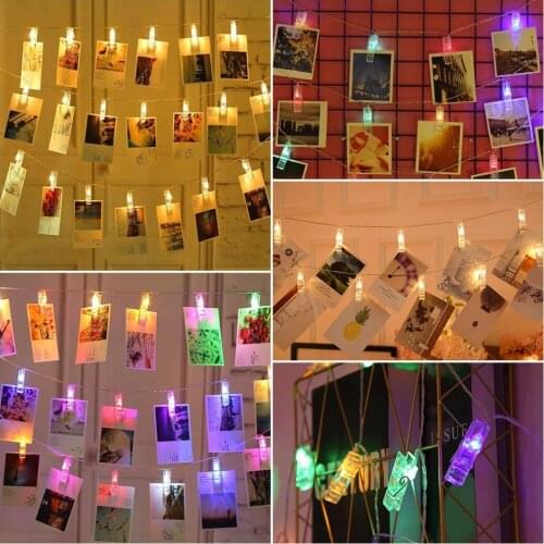 DIY 10/20 LED String Lights Photo Clip Fairy Lights for Birthday Valentines Day Festival Backdrop Banner Home Party Light Decor