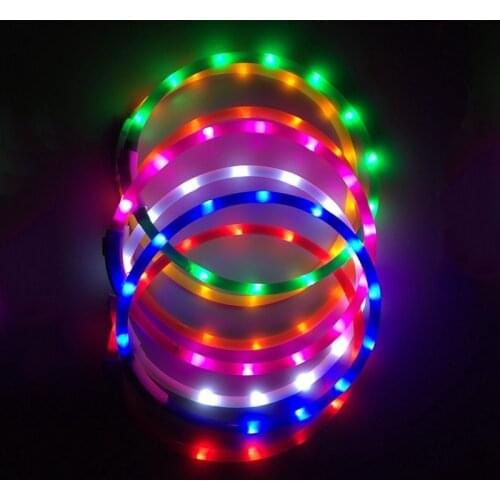 Pet Dog Cat LED Collars USB Rechargeable Flashing Night Luminous Collar Light USB Dog Collar Glowing Teddy Flash Pet Accessories