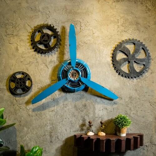 Creative Industrial Air Plane Propeller Metal Wall Clock Mute And HD Display Aeroplane Retro Ornament Decor Crafts mx9191502