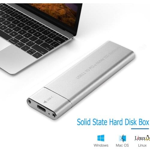 USB 3.1 Type-C M.2 NVMe SSD Enclosure 10Gbps M-Key PCI-E Solid State Disk Case HDD Case with USB Cable Pouch New