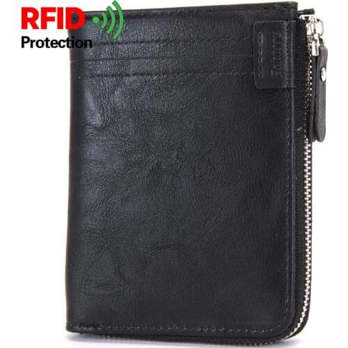 Vertical Slap-up PU leather men wallet Fashion confortable zipper wallet best gift for business man father boy friend- FQB04