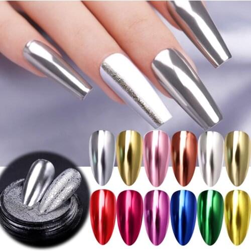 1 Box Mirror Nail Glitter Powder Colorful Gold Silver Gel Polish Nail Art Dust Metallic Chrome Pigment Dazzling Powder For Nails