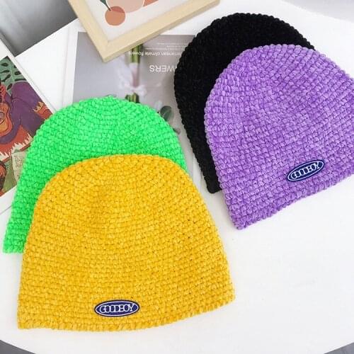 Fisherman Hat Female Korean Style All-Match Street Basin Hat Crochet Bucket Hat Autumn and Winter