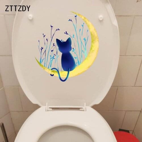 ZTTZDY 20.5*22.4CM Creative Color Luminous Cat Personality Bedroom Decor Wall Sticker WC Toilet Sticker T2-0026