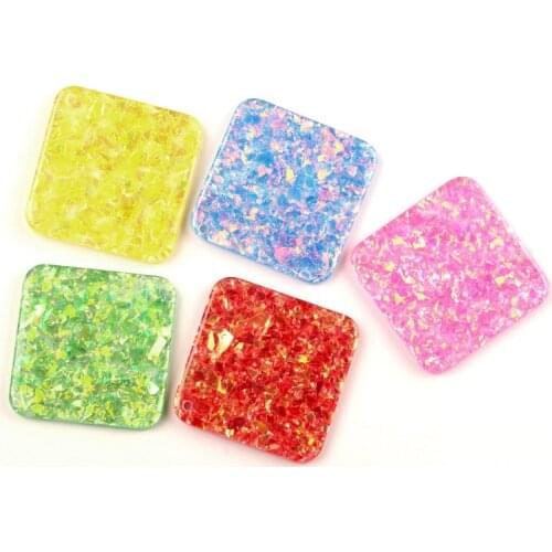 10Pcs Resin Bling Square With Hole Decoration Crafts Flatback Cabochon Kawaii DIY Embellishments For Scrapbooking Accessories