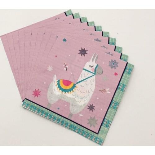 10pcs/pack 33cm*33cm Llama Alpaca Paper Napkins Tissue For Event & Party Decoration Supplies