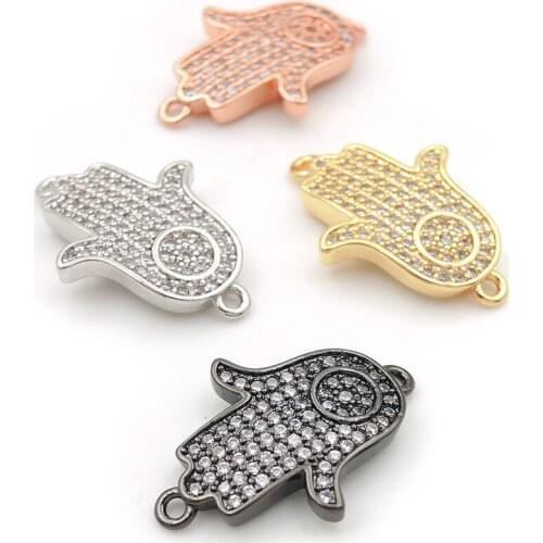 20*15*2mm Micro Pave Clear CZ Hand Of Round Arc Connectors Fit For Men And Women Making Bracelets Jewelry