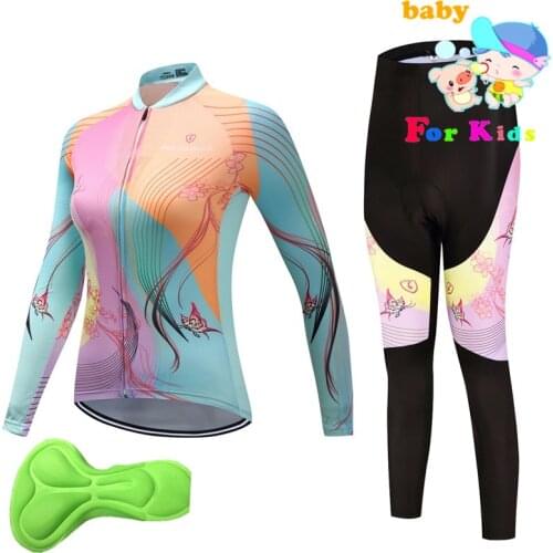 2022 Children long sleeve cycling wear clothes bicycle Breathable cycling jersey pants set kids Quick Dry Girls clothing set