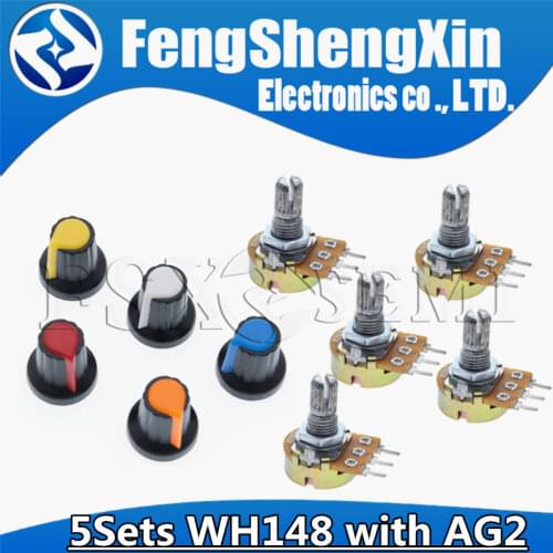 5sets WH148 +White AG2 cap B1K B2K B5K B10K B20K B50K B100K B250K B500K B1M 3pin 15mm 1K 2K 5K 10K 20K 50K 100K 250K 500K 1M