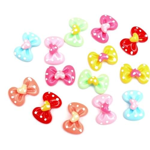 50Pcs Mixed Bowknot Resin Decoration Crafts Beads Flatback Cabochon Scrapbook Kawaii DIY Embellishments Accessories Buttons