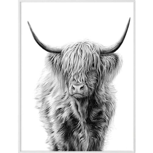 Diamond Painting Full Round Drill Highland Cow 5D Diamond Painting Painting Embroidery Cross Stitch Art