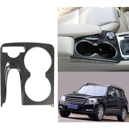 Car Console Water Cup Holder Cover Trim Carbon Fiber For Mercedes Benz Glk X204 2008 2009 2010 2011 2012 2013 2014 2015 Stickers
