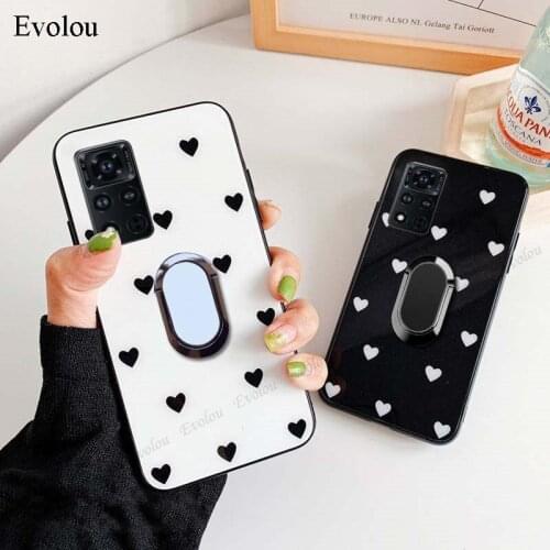 Car Magnetic Holder Phone Case For Huawei Honor V40 V30 Pro V20 V10 X10 Max 20 Lite Plus V9 Capa Cute Heart Tempered Glass Cover