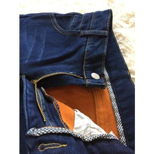 2019 new Velvet Cashmere Winter Thick Warm Jeans Women Pants High Waist Black Blue Jeans Girls Stretching Jeans Denim Trousers