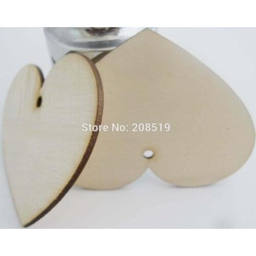WBNWKK large Buttons wood crafts Heart shape 57mm*70mm 50pcs Hang holes wedding party Home decoration