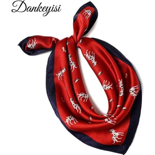 DANKEYISI Pure Silk Women Scarf For Children Silk Scarf Neck Small Square Printed Office Lady Scarf For Girls Bag Hair Ribbon