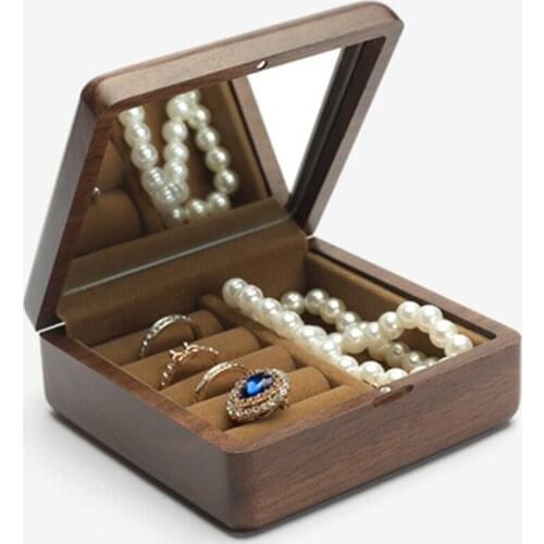 Travel Retro Wood box Wooden Jewelry Packing Case Wedding Ring Necklace Bracelet Organizer Women Men Display Box Gift for Couple