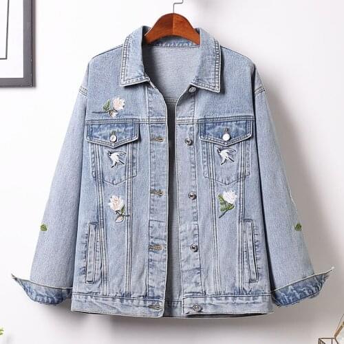 Denim Embroidered Plus Size Oversize WomenS Clothes Spring Autumn Winter Jacket Coat Vetement Femme 2021 Outerwear Harajuku