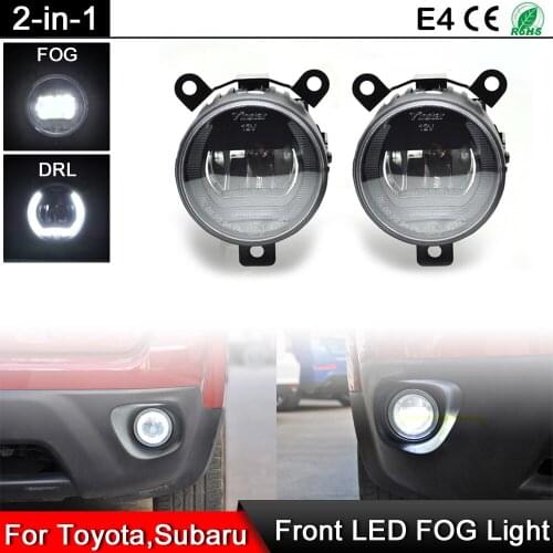 1 Pair For Toyota GT86 2017-up For Subaru BRZ 2017-up Front Bumper White LED Fog Light Halo DRL Daytime Running Light