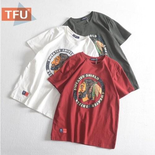 TFU Men 2021 Summer New Motorcycle 3D Print Vintage Casual Cotton Tee T-Shirts Shirts Men Fashion O-Neck Soft T-shirts Tee Men