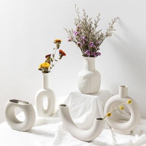 Ins Ceramic Flower Vases Centerpiece Home Decor White Vegetarian Flower Arrangement Decorative Table Vase wedding centerpieces