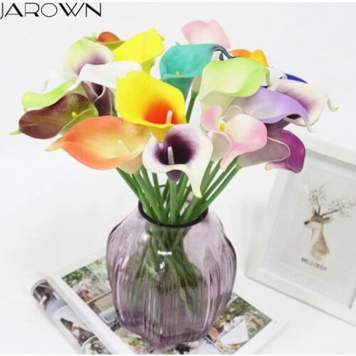 JAROWN Artificial PU Real Touch Calla Lily Bouquet Simulation Fake Flowers Wedding DIY Bouquet Accessories Flores Home Decor