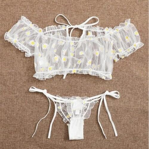 Lace Floral Lingerie Set Hollow Out Adjustable Exotic Bra And Panty Set Porno Lenceria Sex Clothes See Through Erotic Underwear