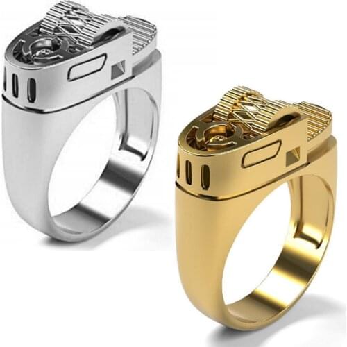 Creative Fashion Punk Hip Hop Lighter Rings Men Punk Party Band Jewelry Gift New