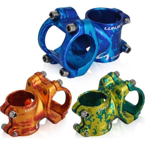 LUNJE MTB 35mm Stem CNC 31.8mm Handlebar Bicycle 28.6mm Steerer Mountain Bike parts Handlebar Stem for Bicycle Fork