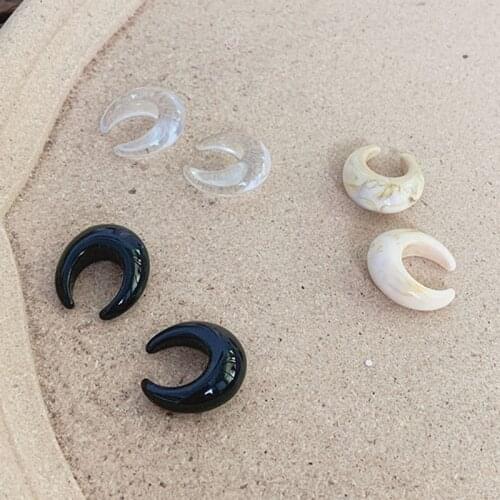 Cute Transparent Colorful Resin Earcuff Set Acrylic Circle Clip On Earrings for Women Fake Piercing Cuffs Jewelry Accessories