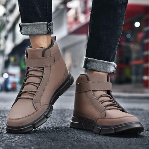 Y140 Mens Boots Autumn Winter Worker Boots Microfiber Ankle Outdoor Casual Hiking Shoes Fashion Lightweight Chaussure Homme