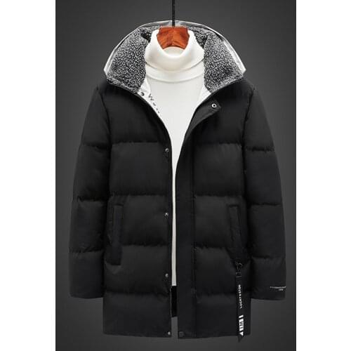 Mens mid-length coat winter trendy mens jacket men hooded padded windproof jacket mens parka coat mens fashion casual coat 5XL