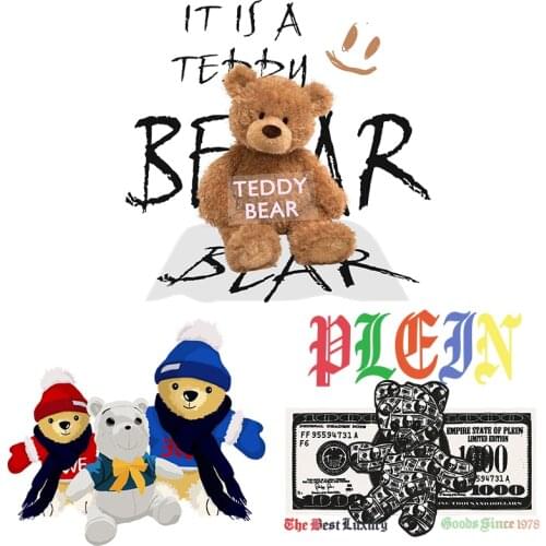 Bear Stickers on Clothes Heat Transfer PVC Patch Thermal transfer printing Ironing stickers Patches for clothing