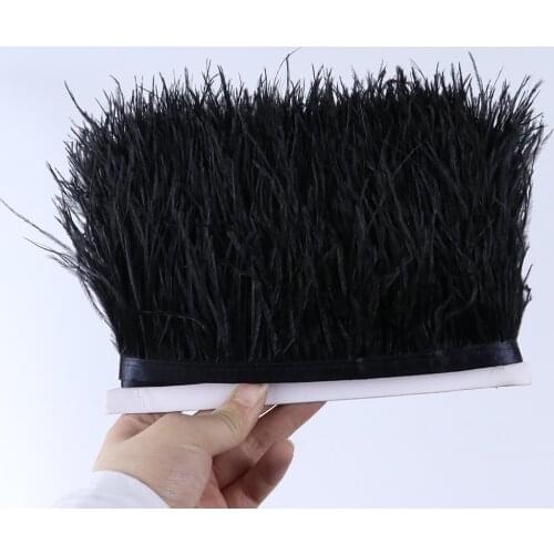 Natural Black Ostrich Feathers Trim Ribbon For Crafts 8-10Cm Plumes Wedding Dress Clothing Sewing Decoration Feathers Wholesale