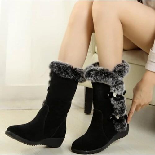 SLYXSH 2019 New Hot Women Boots Autumn Flock Winter Ladies Fashion Snow Boots Shoes
