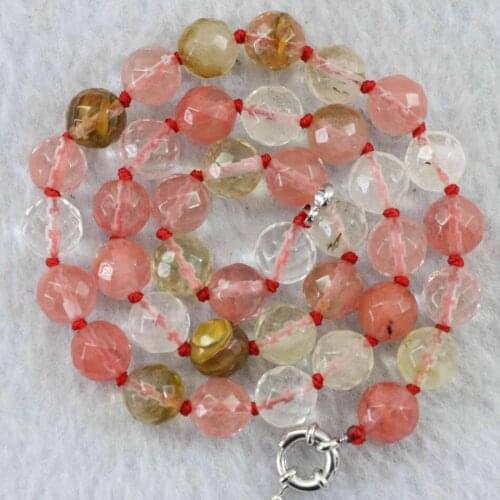 New Pink Watermelon Crystal Stone Faceted Round Beads 8mm 10mm 12mm 14mm Fashion Handmade Jewelry Necklace 18" B1020
