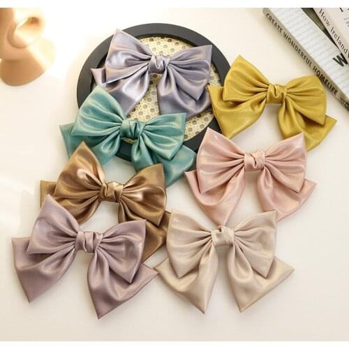 New Fashion Girl Hair Rope Bright Silk Bow Barrette For Women Elegant Bow Ties Ladies Ponytail Holder Headwear Hair Accessories