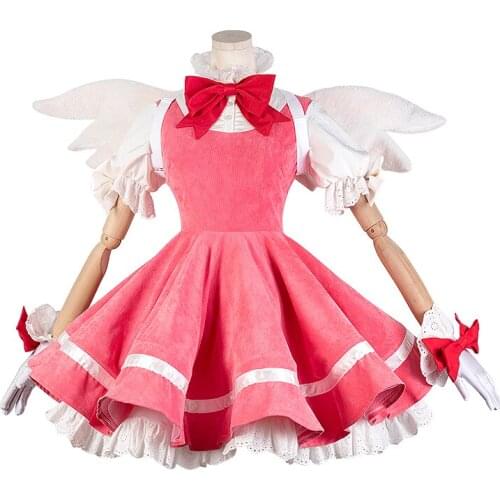New Anime Card Captor Sakura Tomoyo Daidouji Pink Maid outfit Lolita Lovely Dress Cosplay Costume H