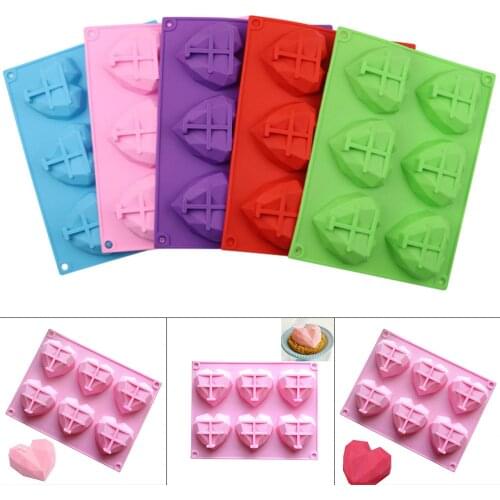 New Chocolate 3D DIY Diamond Heart Silicone Mold for Baking Cakes Mousse jelly Pastry Candy Decorating Tools