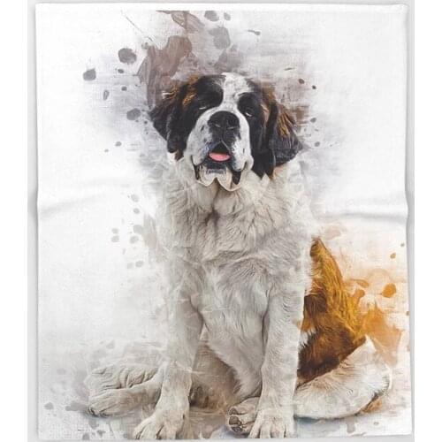 Dog Animal Cartoon Throw Blanket Cute Kids Design St Bernard Blankets for Beds Christmas Decorations for Home