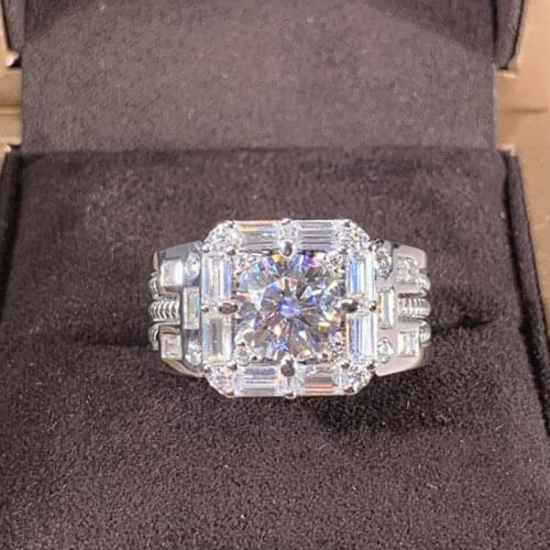 Original Design 925 Sterling Silver Men Rings Luxury Craftsmanship Engagement Wedding Full Diamond Exquisite Elegant